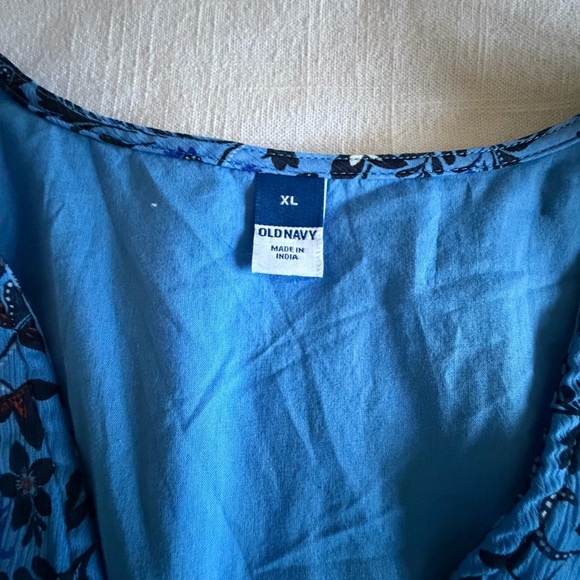 Old Navy Waist-Defined V-Neck Midi Dress Womens XL Floral Smocked Boho Cottage - Picture 9 of 12